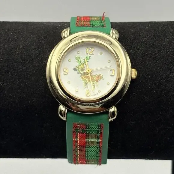 Gold Reindeer Christmas Watch