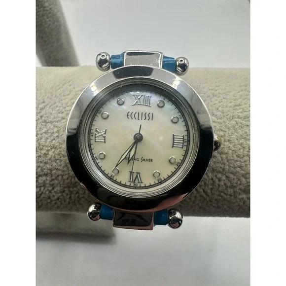 Ecclissi 22340 Sterling Silver Womens Watch New Battery 32MM 7.5
