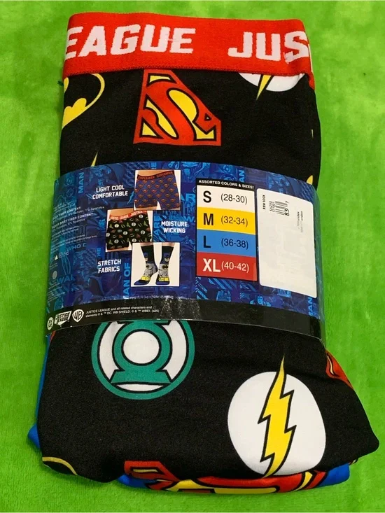 Justice League Men's Printed Boxer Briefs - Black