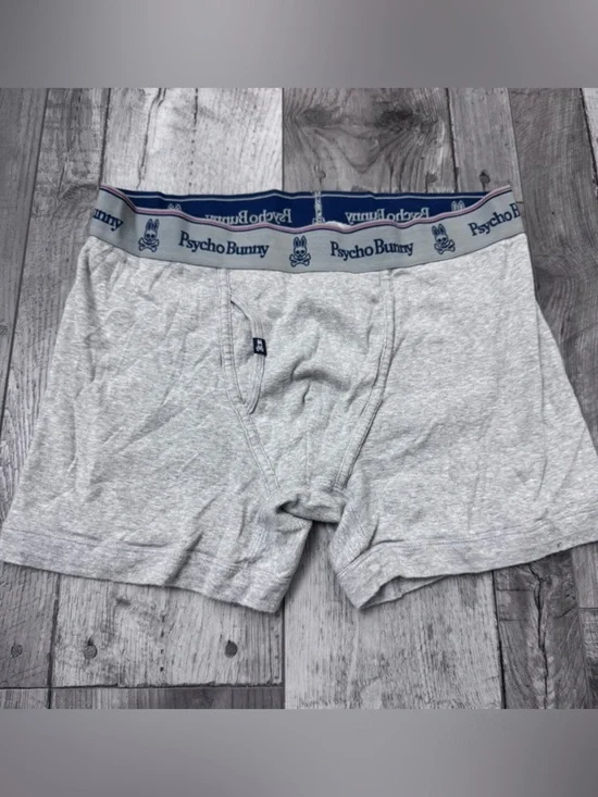 Psycho Bunny Light Gray Boxer Briefs with Navy Logo Waistband XL