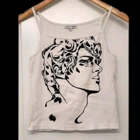Patrick Church Classical Portrait Ribbed Tank Top Gay Pride White Queer Art Sz.L