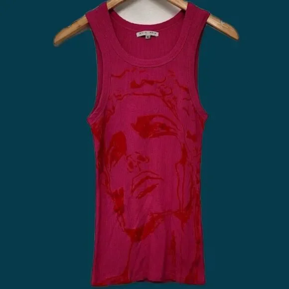 Patrick Church Pink 3D Velvet Face Ribbed Tank Top Gay Pride Circuit Queer Art M