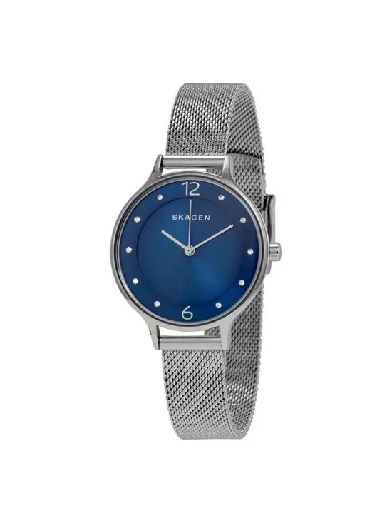 NWT Skagen Anita Blue Dial Stainless Steel Mesh Ladies Watch