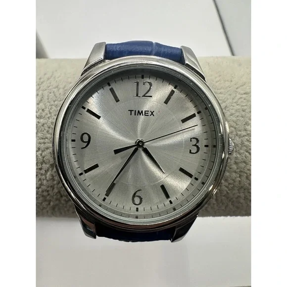 Timex Dark Blue Croco Patterned Ladies Watch‎ T2P093 New Battery 35MM 8