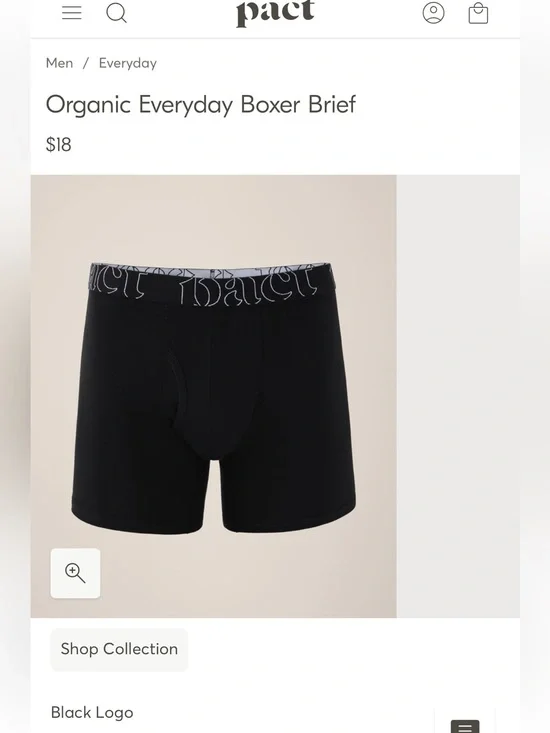 Pact Black Boxer Brief with Logo Waistband