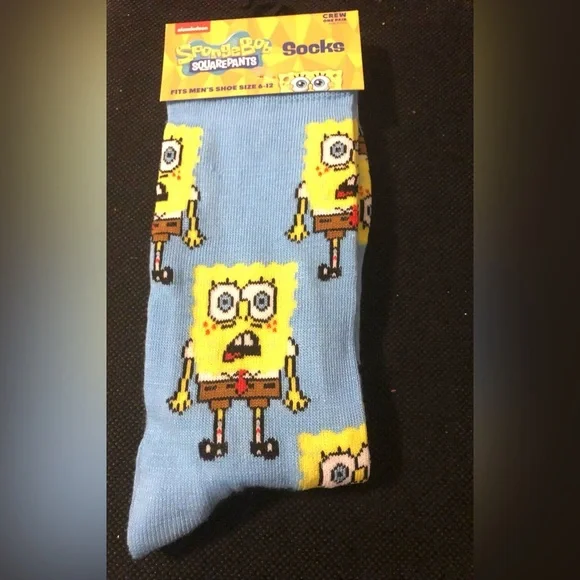 Spongebob squarepants crew socks shoe‎ size 6-12 new