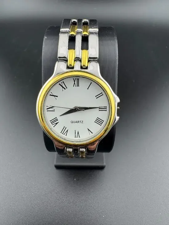 Vintage Two-Tone Quartz Watch Roman Numeral Dial Ladies