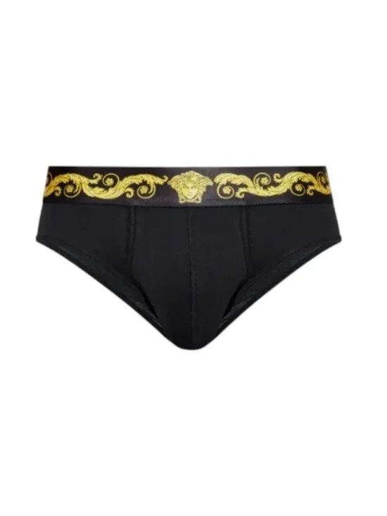 Versace Barocco Medusa Cotton Jersey Briefs Black XXL 7 NIB Authentic