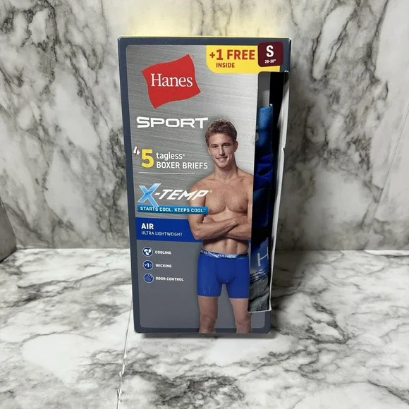 Hanes Sport‎ 5-Pack X-Temp Starts Cool Tagless Boxer Briefs Size S 28-30 NEW