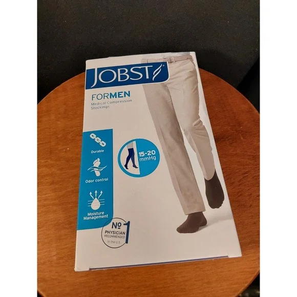 JOBST For Men Thigh High Compression Stockings 15-20 mmHg Large Black 115518 NEW