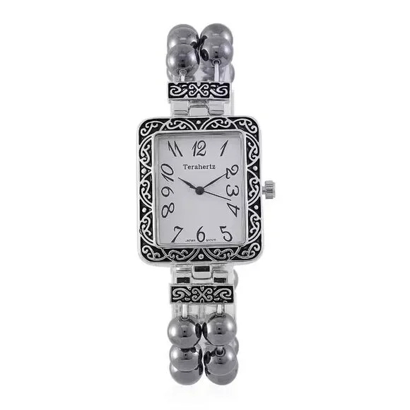 Terahertz Beaded Japanese Movement Stretch Bracelet Square Shape Watch New