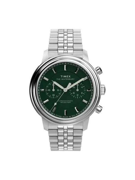 NWT Timex Waterbury Metropolitan Chronograph Quartz Green Dial Men's Watch