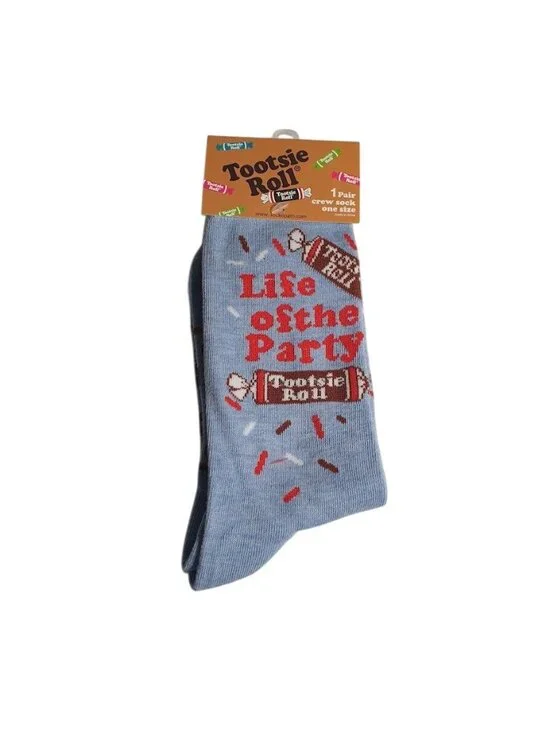 Tootsie Roll Crew Socks Life Of Party Blue Sprinkles Fun Novelty One Size Unisex