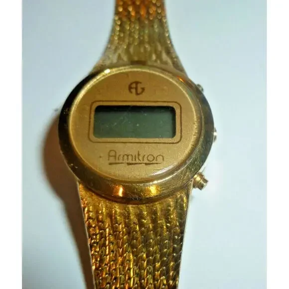 Armitron‎ Gold Tone Mesh Band Led Quartz Watch