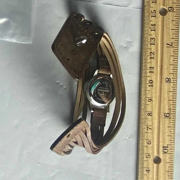Unique Cuff Bracelet Watch with‎ Engraved Design Gold Tone