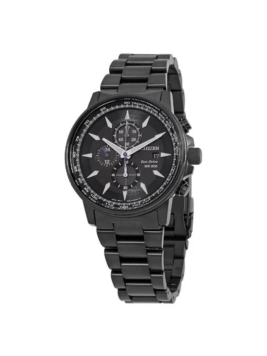 NWT Citizen Eco-Drive Marvel Black Panther Chronograph Black Dial Men's Watch