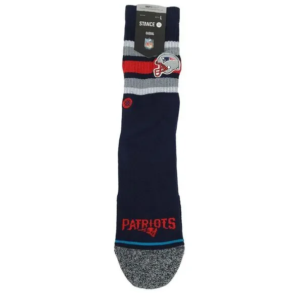 New England Patriots Stance NFL Large Crew‎ Socks Navy Red White Silver NWT