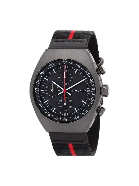 NWT Timex Legacy Tonneau Chronograph Quartz Black Dial Men's Watch TW2W50200