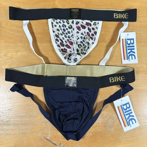 Bike Active Jockstrap Men's XL Lot of 2 Animal Print Blue Gold New
