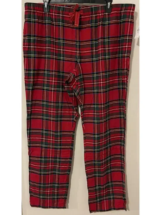 Old Navy Mens -2xl Tall- Red Plaid Cotton Lounge PJ Pants w/Pockets NWT! A5277