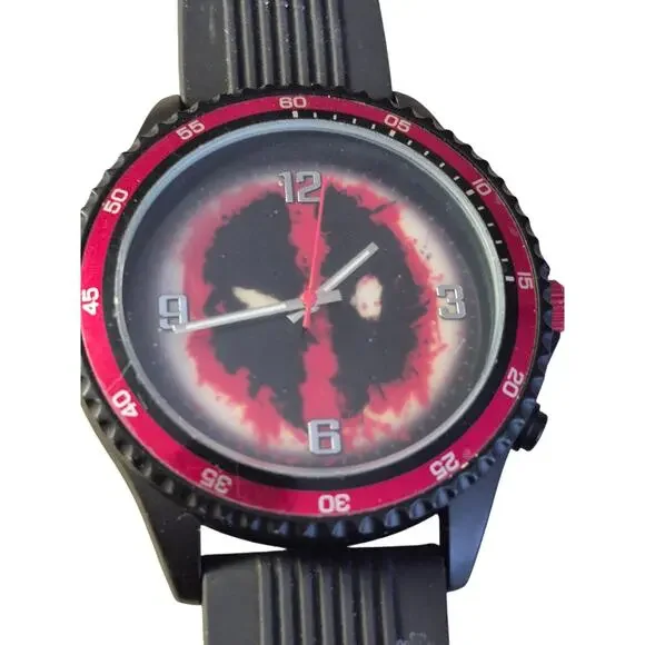 Official Marvel‎ Deadpool Watch New Battery Sharp 46 MM Unisex Fan Favorite