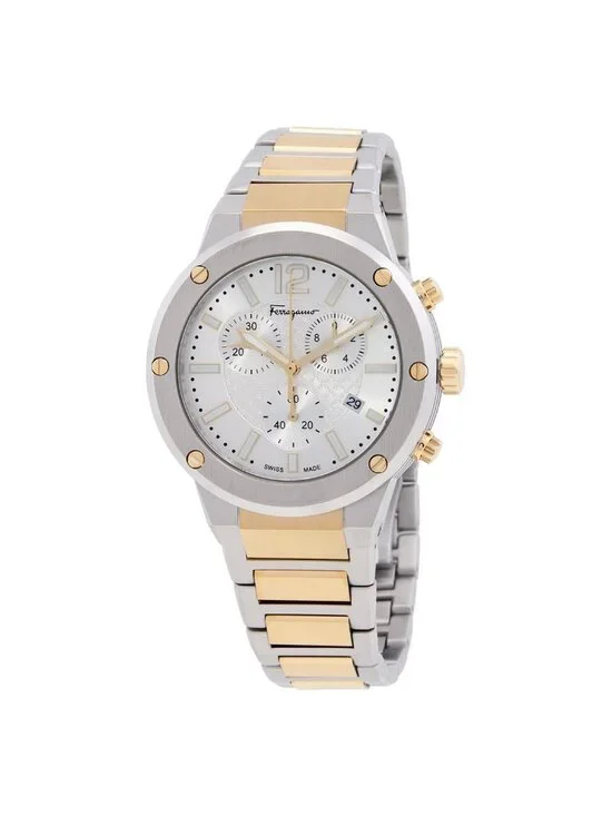NWT Ferragamo F-80 Chronograph Quartz White Dial Men's Watch