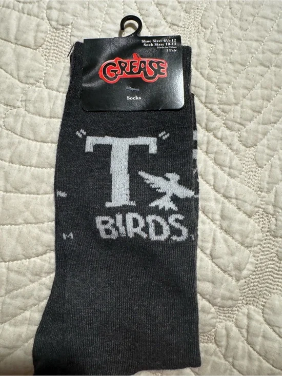 Black & Gray 'T Birds' Crew Socks