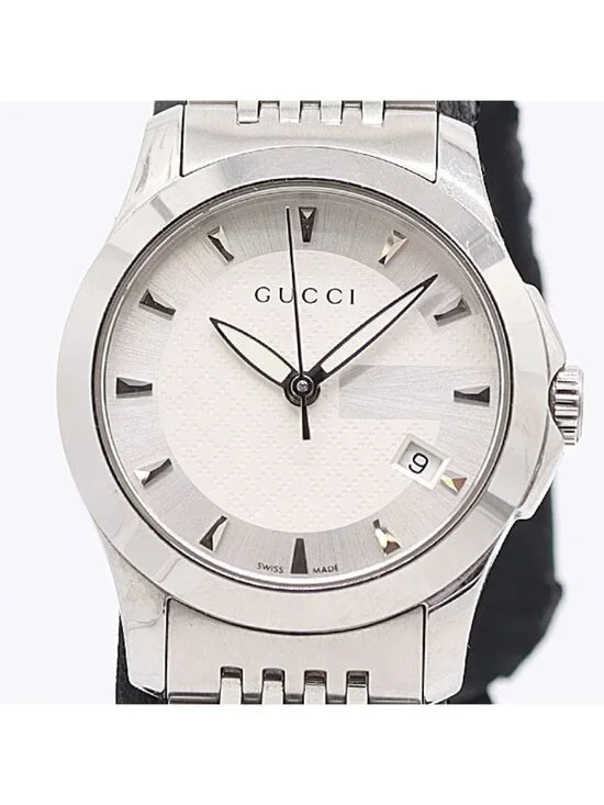 Gucci In Box with Frame 126.5 Round Quartz Date Silver Dial Watch