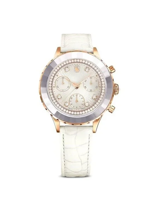 NWT Swarovski Octea Chrono Quartz Crystal White Dial Watch