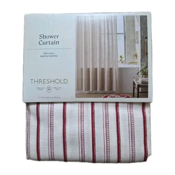 Threshold Shower Curtain Heart Stripe Fabric 72