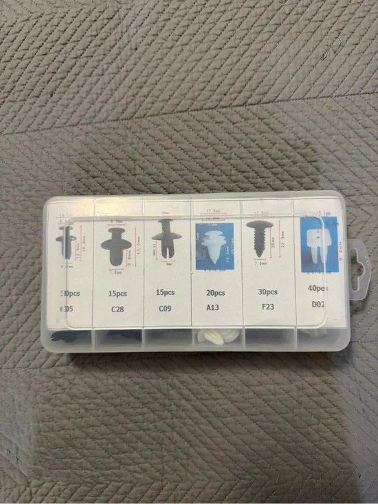 Black and White Plastic Trim Clip & Fastener Assortment Kit - Multipack