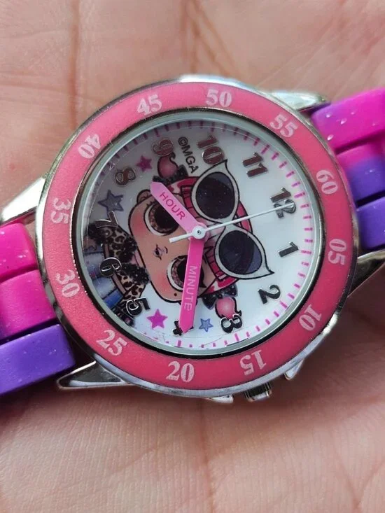 LOL Surprise Girl Wristwatch Purple/Pink Tone Rubber Strap Analog Quartz Watch