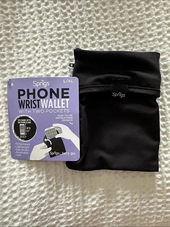 Sprigs Black Phone Wrist Wallet L/XL with Two Pockets