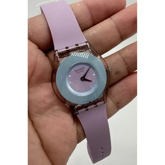 Swatch Trimento SFR101‎ Women Watch 2003 Analog Purple Band Fresh Battery
