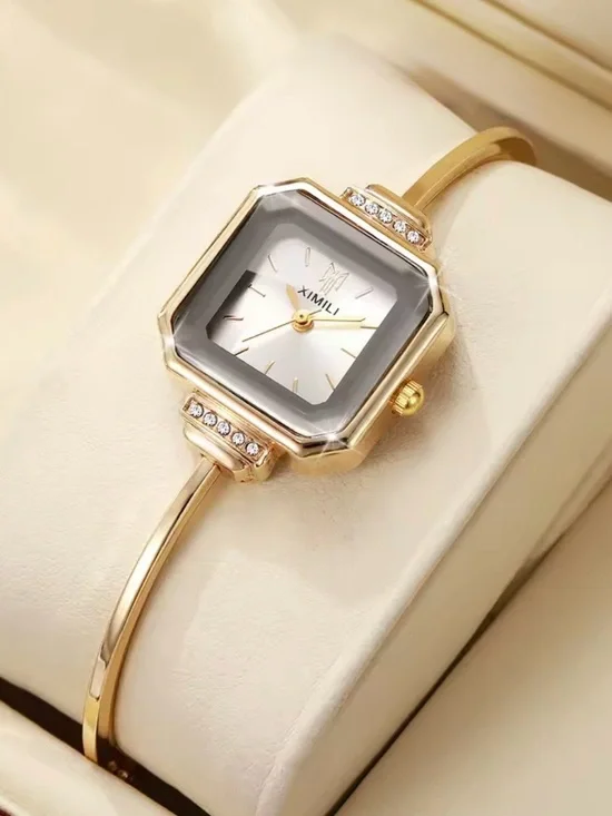 New Gold-Tone Women's Crystal Accent Bangle Watch - Gold