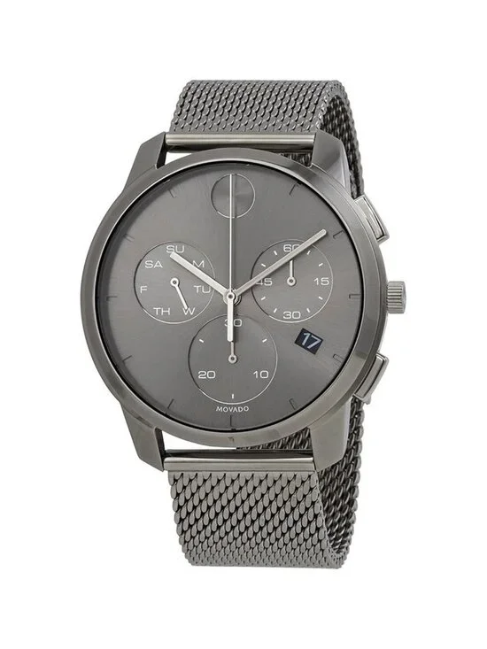 NWT Movado Bold Thin Chronograph Quartz Grey Dial Men's Watch