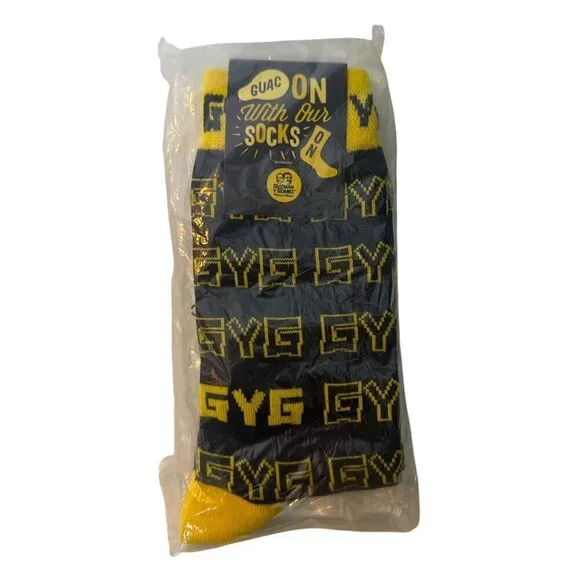 Guac On With Our Socks Cotton Blend Yellow & Black One Size