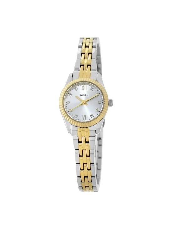 NWT Fossil Scarlette Mini Quartz Silver Dial Two-Tone Ladies Watch