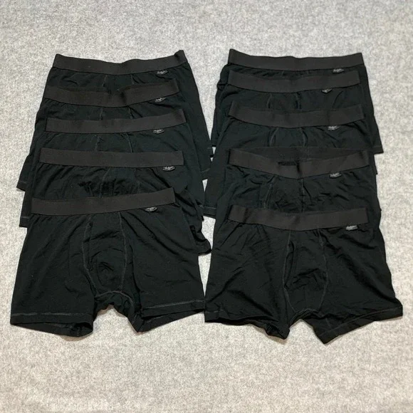 New Goodfellow & Co Mens 10 Pack Black Boxer Briefs Size Medium Cotton Spandex