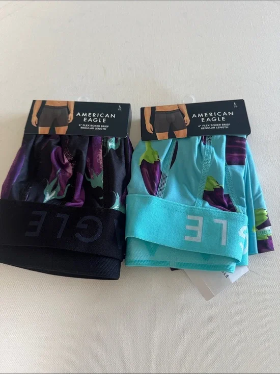 American Eagle Boxer Briefs Mens Large Eggplant Flex Lot of 2