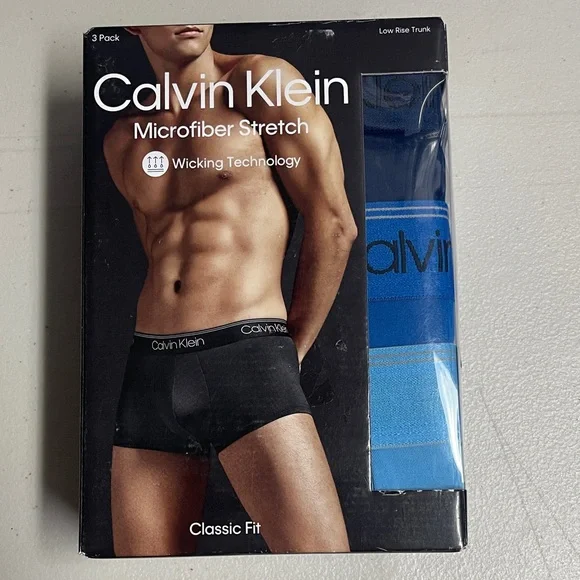Calvin Klein‎ Black and Blue Boxer Briefs with Signature Waistband