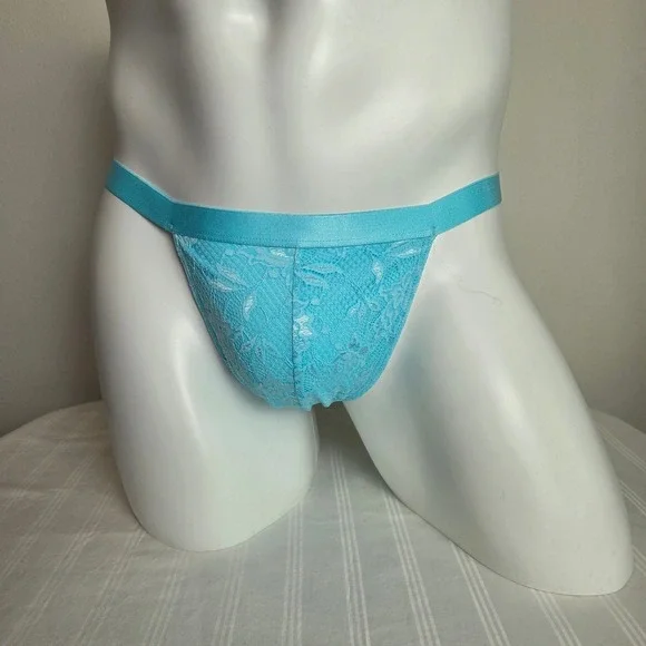 Cosabella Light Blue Floral Lace Thong Underwear Mens Sexy Intimate Briefs
