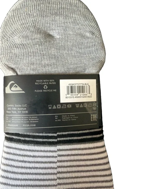 Quiksilver Men’s Black, White & Gray Low-Cut No-Show Socks - 5 Pack