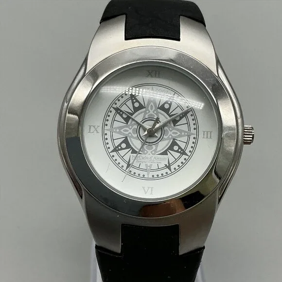 PierCarlo D'Alessio Orizzonte Elegance Mens Watch 37mm Silver Tone New Battery