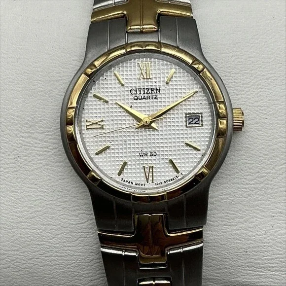 Citizen WR50 Womens Watch 25mm White Dial Two Tone Date New Battery 7.5