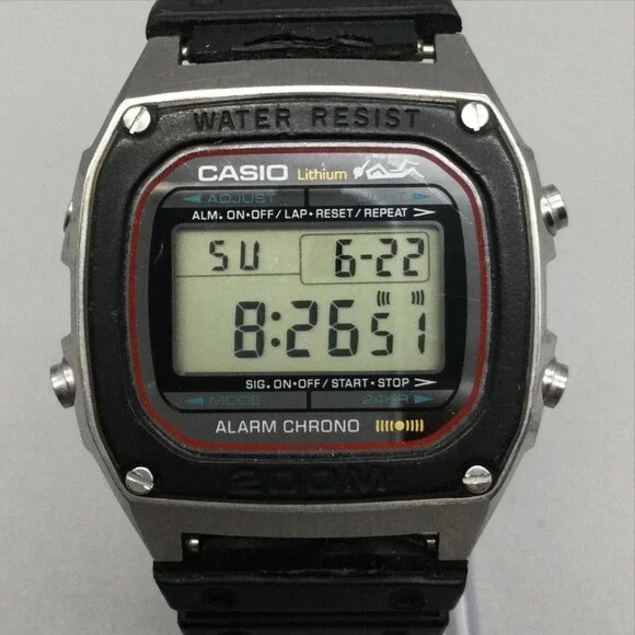 Vintage Casio 280 DW-1000 Mens Watch 37mm 200M Digital Alarm Chronograph