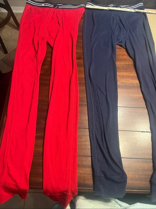 Item 82…2 pair Nautica Men's thin Thermal Leggings in Red and Navy his and his