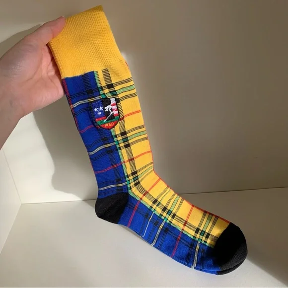 NWOT Special Ralph Lauren ski club long socks embroidered plaid