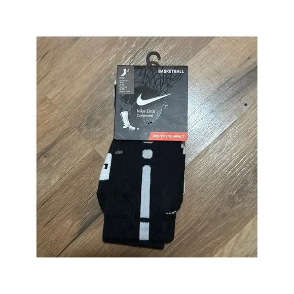 2012 Nike Elite Basketball Cushioned Black White Dri-Fit vintage Crew Socks