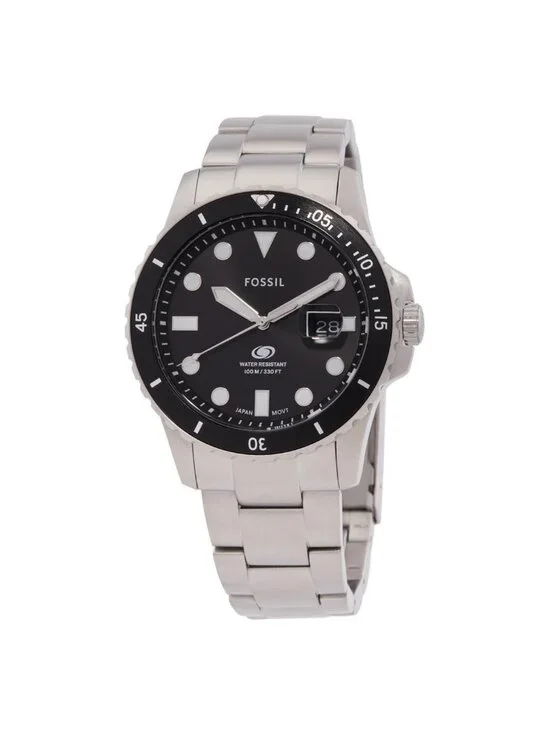 NWT Fossil Blue Dive Quartz Black Dial Men's Watch